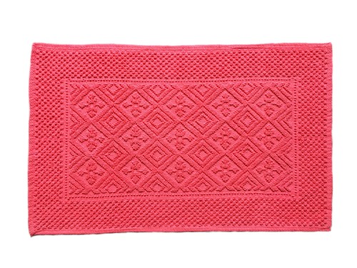 J Diamond Bath Mat - Cotton, 24x36 Inches, Red | Soft, Absorbent, Durable, Stylish, Quick-Drying