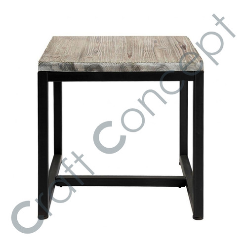 Whitened Wood & Black Metal Sofa Bed Side No Assembly Required