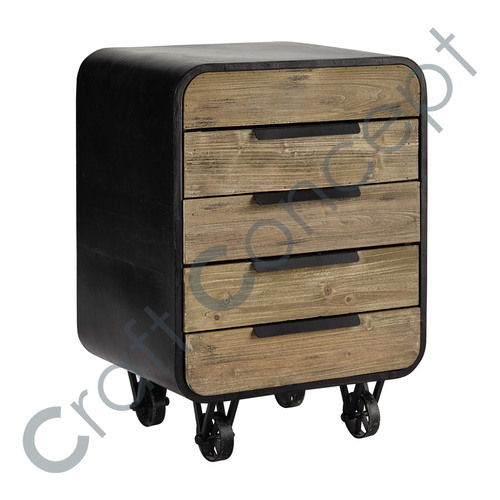 Eco-Friendly Iron & Wood Sofa Bed Side With Casters