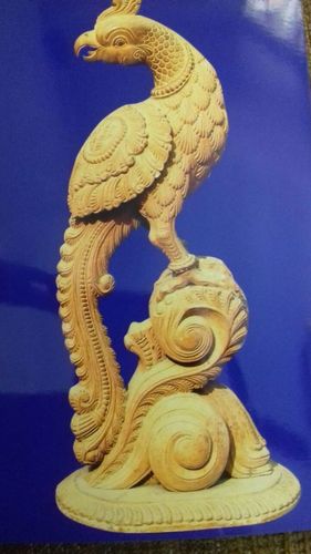 ORNAMENTAL WOODEN PEACOCK STATUE