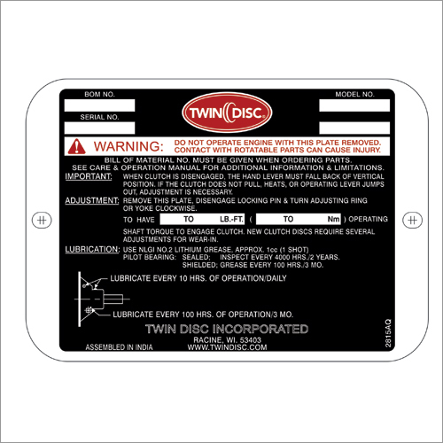 Metal Engine Aluminium Labels