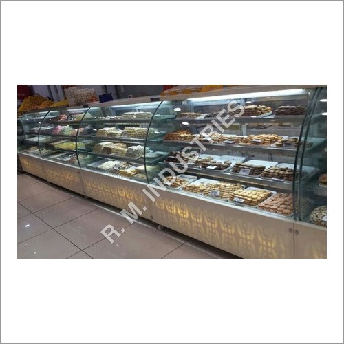 Bakery Display Counter - Corian 60"x24"x42" Curved Glass | Spacious Storage LED Lighting Multiple Shelves