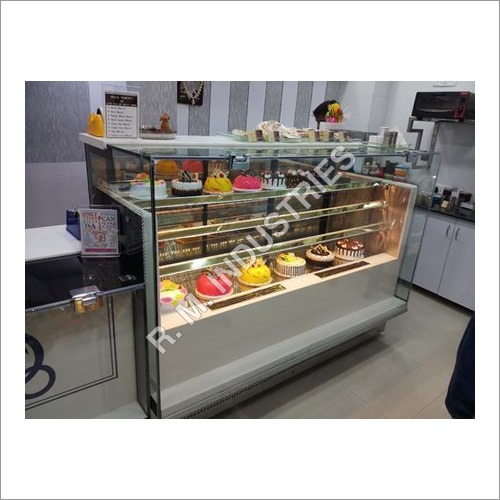 Pastry Display Counter - Stainless Steel, Custom Dimensions | LED Lighting, Adjustable Shelves, Elegant Design, Easy Cleaning