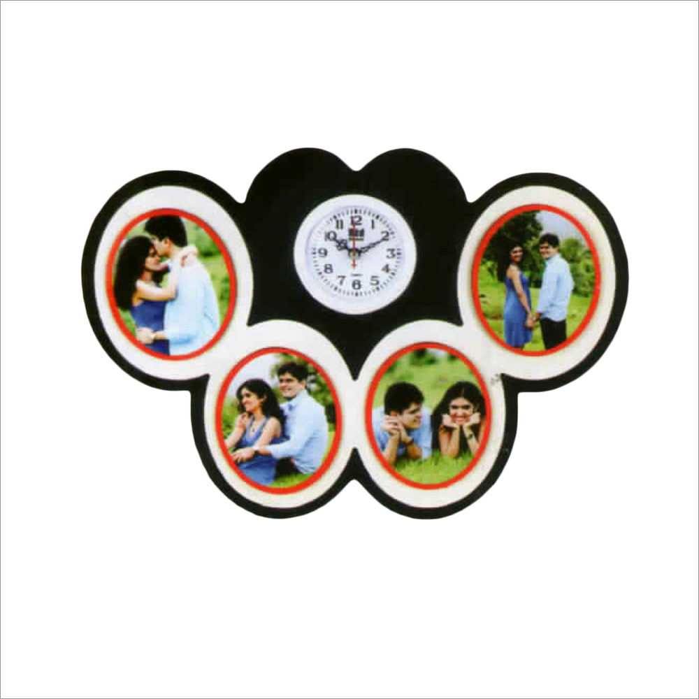 4 Photo Glitter Pad With Clock