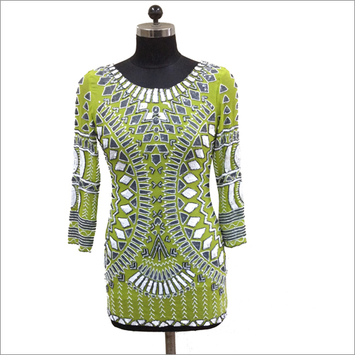 Formal Party Dress - Viscose, 90 cm Length | Handwork with Stones, Beads, Full Sleeves, All Season, Sizes M-XXL