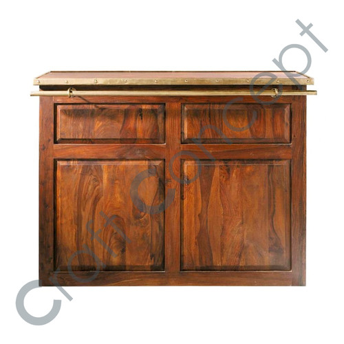 Solid Sheesham Wood Bar - Eco-Friendly Indoor Furniture, Elegant European Style with Ample Storage Space for Bottles and Glasses
