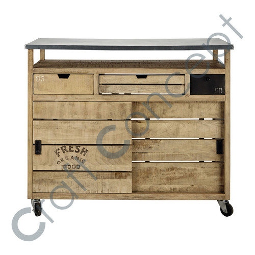 Mango Wood With Casters Bar No Assembly Required