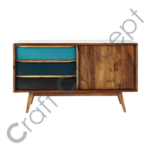 Vintage Blue Mango Wood Buffet No Assembly Required