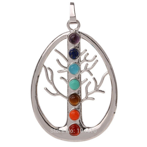 7 Chakra Stone Beads Tree of life Pendant