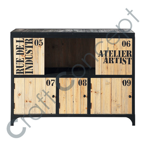 Black Metal & Wood Buffet No Assembly Required