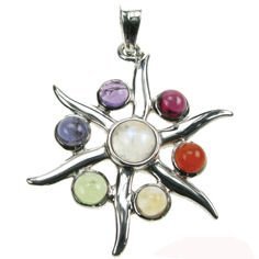 Sterling Silver Womens Chakra Wheel Pendant