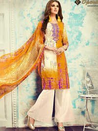 Printed Salwar Suit - Cotton Material, Free Size, Bust 44 Inches, Hip 46 Inches | Breathable, Quick Dry, Anti-wrinkle, Full Sleeves, Vibrant Printed Design