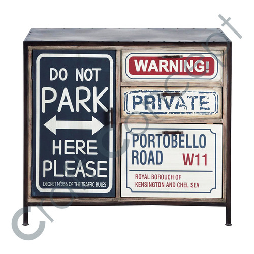Print On Metal Black Wooden Buffet No Assembly Required