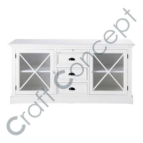 White Pine Glass Side Board No Assembly Required