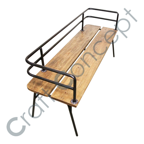 Iron Back Wooden Bench No Assembly Required