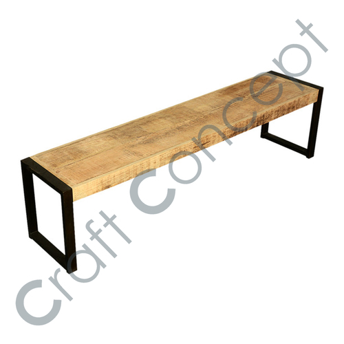 Vintage Industrial Bench - Iron and Mango Wood Construction | Eco-Friendly No Assembly Required Handcrafted with Aged Metal Finish Ideal for Outdoor and Hospitality Use