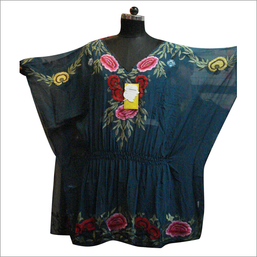 Kaftan - Viscose, Plus Size 90 cm Length, Black/Ivory/Navy/Choco | Trendy Beaded Handwork with Sequins, All Season Dry Clean