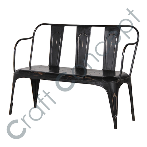 Black Iron 3 Seater Bench - Vintage Industrial Design, Eco-Friendly Metal, Handcrafted Outdoor Furniture