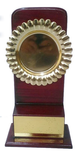 Large Wooden Trophy - 10 Inch Rectangular Design, Brown Artificial Wood Finish for Corporate Gifts and Souvenirs