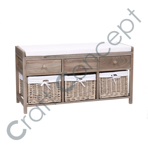 3 Drawer & 3 Block Wooden Bench No Assembly Required