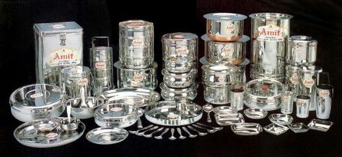 Silver Stainless Steel Dinner Set