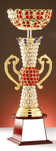 Diamond Trophy - Crystal, 12 Inch Conical Shape | Golden Color, Artificial Style for Business Gifts and Souvenirs