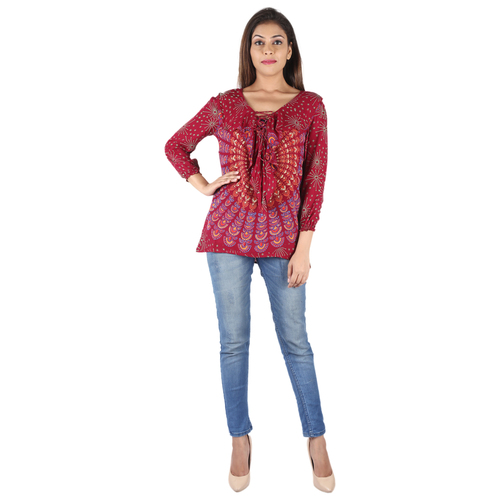 Mix Colours Rayon Mandala Printed Top Women"S Blouse Www.Lilashahexports.Com