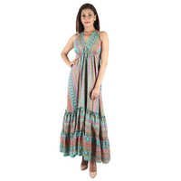 Mix Colours Moss Crepe Printed Long Dress