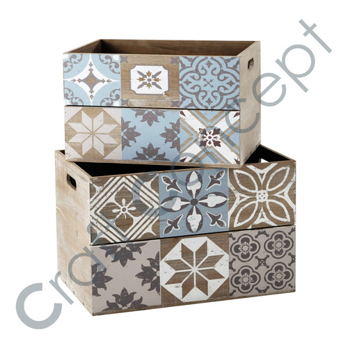 Set Of 2 Painted Wooden Box No Assembly Required