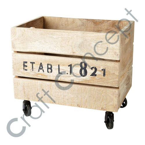 Wooden Trolley - Eco-Friendly Wood Material, Modern Indoor Storage Solution on Metal Castors, Ideal for Logs and Toys