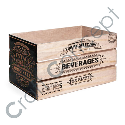 One Side Black Printed Wooden Box No Assembly Required