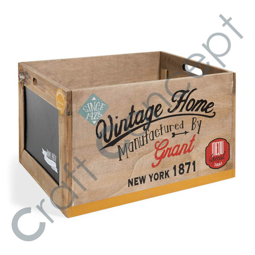 Vintage Print Wooden Box No Assembly Required