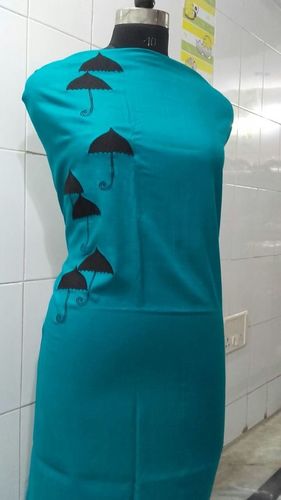 sea green kurta with umbrella embroidery