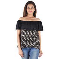 Mix Colours Rayon Printed Off Shoulder Top