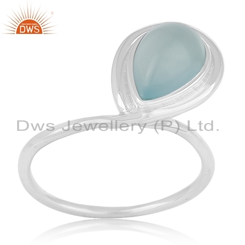 Aqua Chalcedony Gemstone Ring