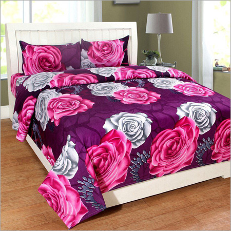 Flower Print Cotton Double Bed Sheet