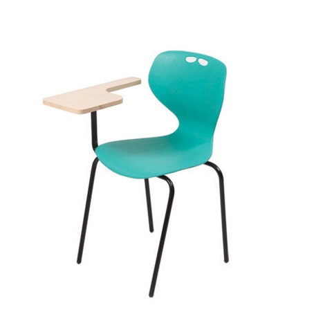 Student Chair - Plastic & Steel, Teal | Ergonomic, Stackable, Lightweight, Attached Writing Surface