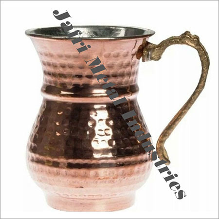 Pure Copper Jugs - 20 oz, 8 Inch Height, 5 Inch Diameter | Handcrafted, Hammered Finish, Brass Handle, Heat Resistant