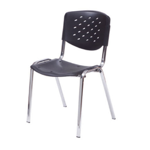Restaurant Chair - Plastic Metal, 18"x17"x42", Black, Lightweight Stackable, Durable Comfortable Design