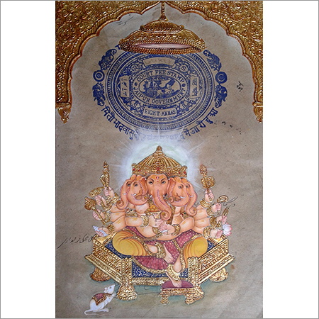 Lord Ganesha Miniature Paintings Medium: Water Color