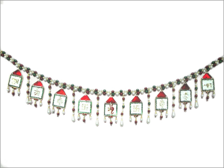 Decorative Hanging Toran - Glass & Metal, 36x12 Inches, Red | Adds Charm, Durable Material, Easy to Hang, Elegant Design, Festive Decor, Unique Style, Vibrant Colors
