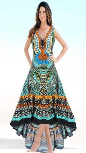 Digital Printed Chiffon Beachwear Kaftan 