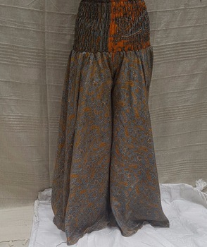 Red & Brown Silk Palazzo