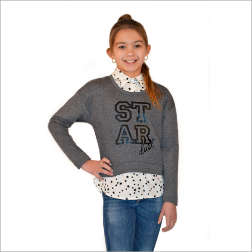 Girls Garment - Cotton Blend, Various Sizes, Grey | Soft Fabric, Comfortable Fit, Long Sleeves, Cropped Length