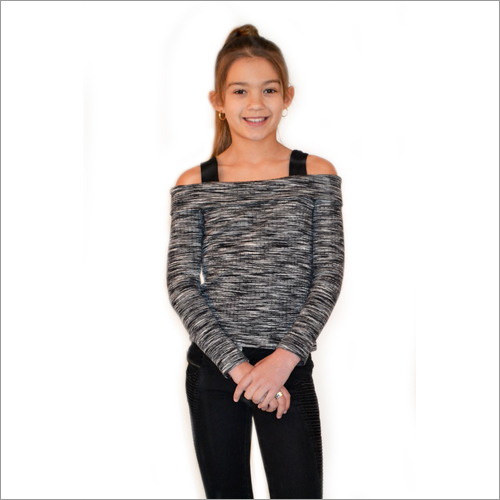 Girls Garment - Cotton Blend, Multiple Sizes, Gray | Soft Fabric, Off-Shoulder, Long Sleeves, Slim Fit, Durable, Stylish Design