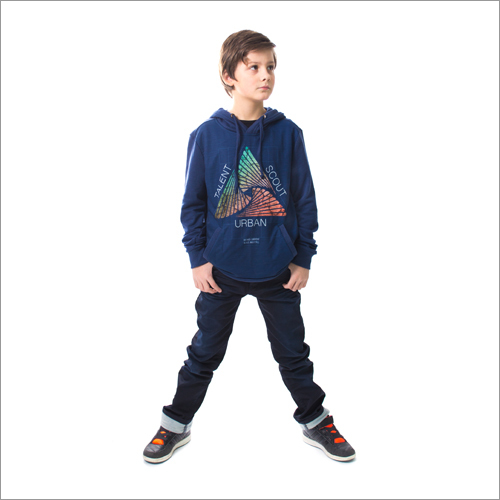 Boys Garment - Cotton Blend, Multiple Sizes, Navy Blue | Hoodie, Soft Fabric, Comfortable Fit, Durable Material
