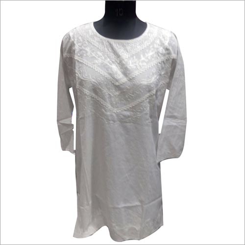 Gray White Kurti For Ladies