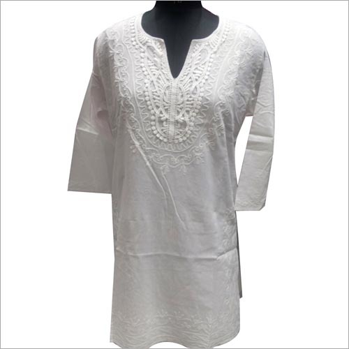 Gray White Cotton Kurti