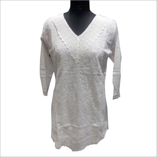 Cotton White Plain Kurti