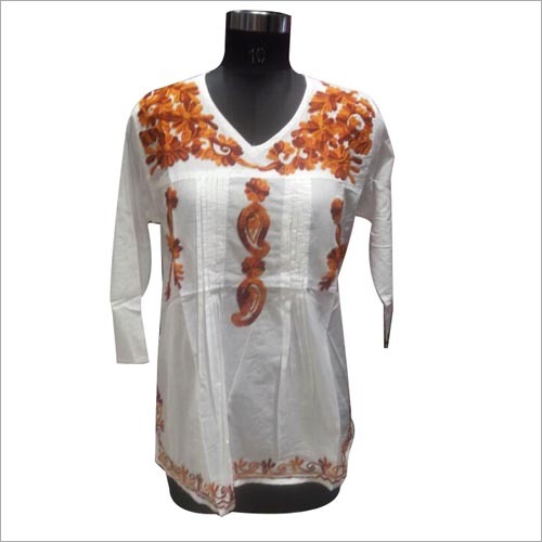 White And Orange Latest Fashion Kurti For Women